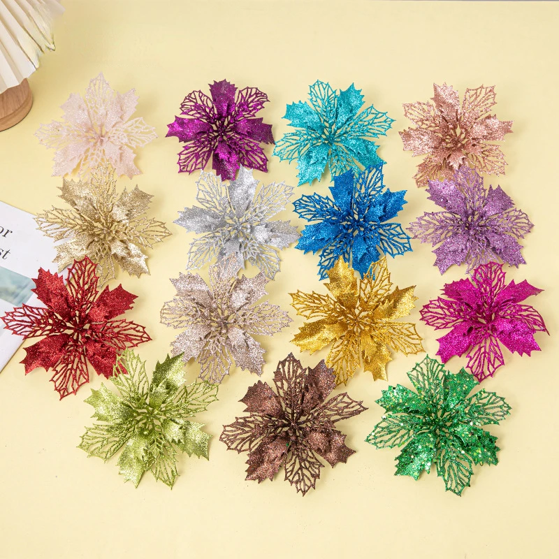 10 шт., новогодние искусственные пуансеттийские цветы, Искусственная елка, декор для вечерние, Новогоднее украшение 2022 
10 шт., новогодние искусственные пуансеттийские цветы, Искусственная елка, декор для вечерние, Новогоднее украшение 2022