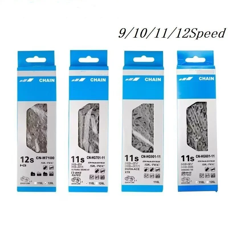 

For SHIMANO 9/10/11/12 Speed Bike Chain HG53 HG54 HG95 HG701 M8100 Road MTB Bicycle Chain 116/126 Links Bike Chain 10v 11v 12v