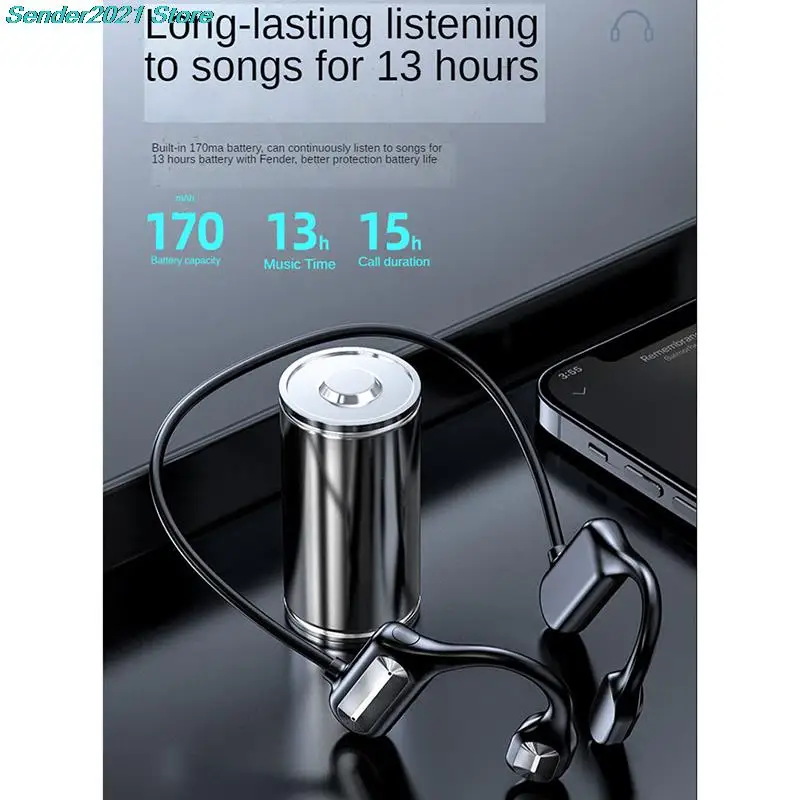 Наушники с костной проводимостью, Беспроводные спортивные наушники, Bluetooth-совместимая гарнитура 
Наушники с костной проводимостью, Беспроводные спортивные наушники, Bluetooth-совместимая гарнитура