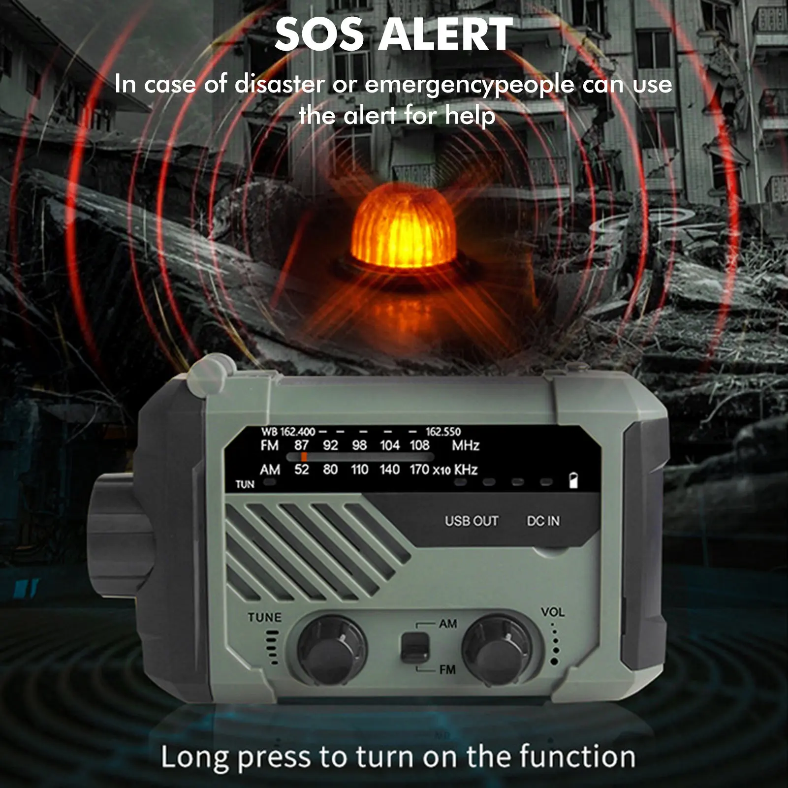 Solar Hand Crank Emergency Radio NOAA AM/FM Solar Hand Crank Multi-functional RadioFlashlight & Reading Lamp SOS Alarm For
Solar Hand Crank Emergency Radio NOAA AM/FM Solar Hand Crank Multi-functional RadioFlashlight & Reading Lamp SOS Alarm For