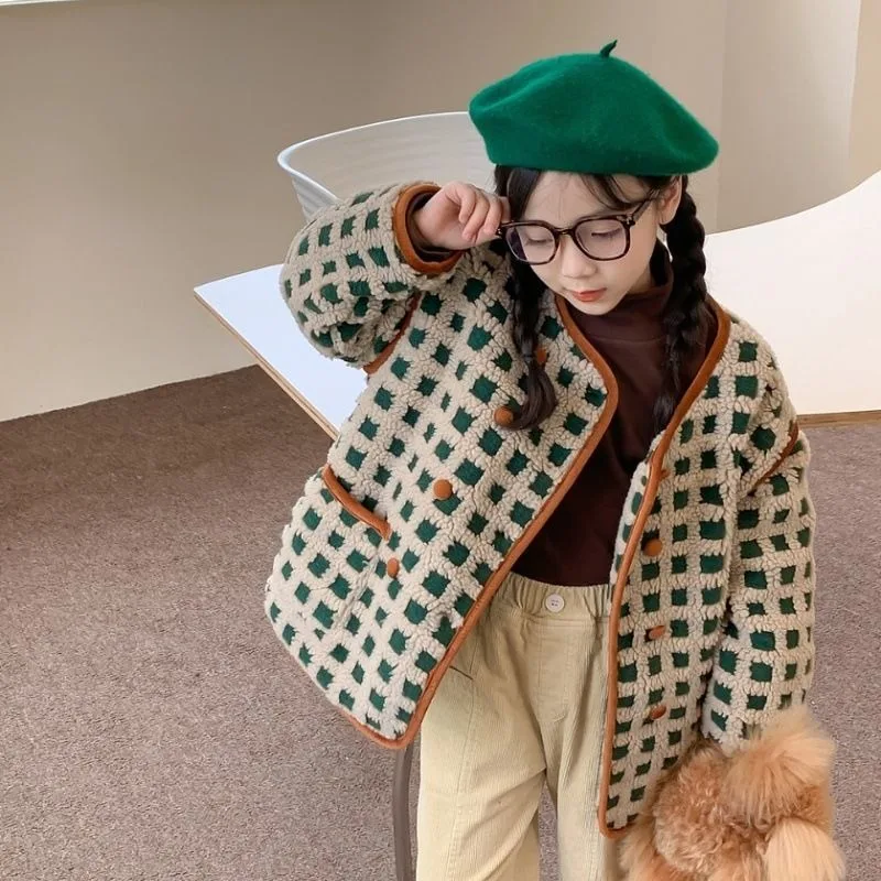 Children Clothing Girls Coat Autumn Winter Korean Style Plaid Thickened Coat Retro Cotton Padded Casual Simple Kids Jacket
Children Clothing Girls Coat Autumn Winter Korean Style Plaid Thickened Coat Retro Cotton Padded Casual Simple Kids Jacket