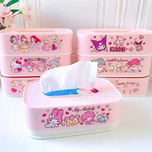 Cute Cartoon Kawaii Anime My Melody Cinnamoroll Kuromi Paper Towel Holder Creative Tissue Box Plastic Paper Box Dispenser Case