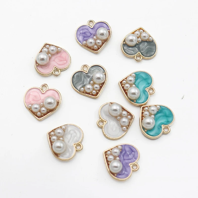 10pcs/Lot Pearlescent Pearl Love Heart Shape Charms Earrings Bracelet Hair Accessories Keychain Enamel Charm For Jewelry Making
10pcs/Lot Pearlescent Pearl Love Heart Shape Charms Earrings Bracelet Hair Accessories Keychain Enamel Charm For Jewelry Making