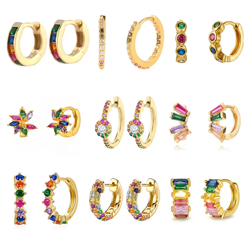 Exquisite Zircon Hoop Earrings for Women Men Colorful Rhinestone Round Earring Gold Color Aesthetics Jewelry Party Accessories 
Exquisite Zircon Hoop Earrings for Women Men Colorful Rhinestone Round Earring Gold Color Aesthetics Jewelry Party Accessories