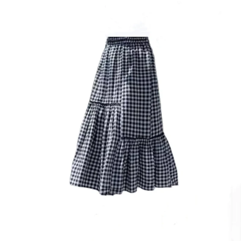 Summer women's Plaid Skirt Black and White Plaid Skirt High Waist Loose Casual Asymmetric Long Skirt 2022 New
Summer women's Plaid Skirt Black and White Plaid Skirt High Waist Loose Casual Asymmetric Long Skirt 2022 New