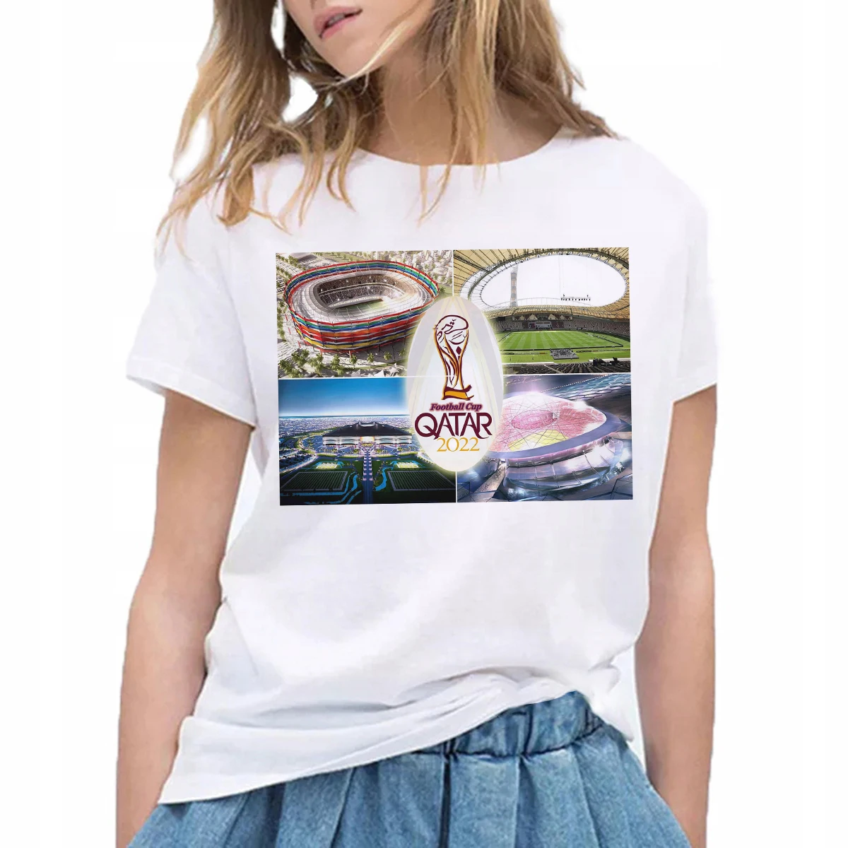 Women Stylish Football Cup Printing T Shirt Summer Clothing Short Sleeve O-neck Top Womens Tees Loose Ladies Clothes Female 
Women Stylish Football Cup Printing T Shirt Summer Clothing Short Sleeve O-neck Top Womens Tees Loose Ladies Clothes Female