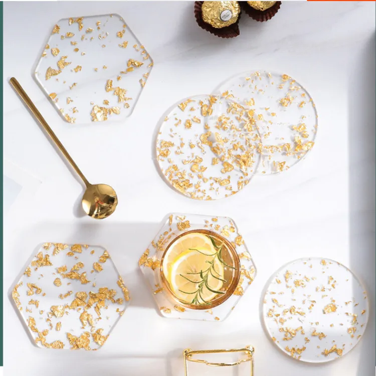 Drink Coasters Holder Set Cute Coasters for Cup Stand Light Luxury Gold Foil Coaster Insulation Pad Coffee Tea Coaster Acrylic 
Drink Coasters Holder Set Cute Coasters for Cup Stand Light Luxury Gold Foil Coaster Insulation Pad Coffee Tea Coaster Acrylic