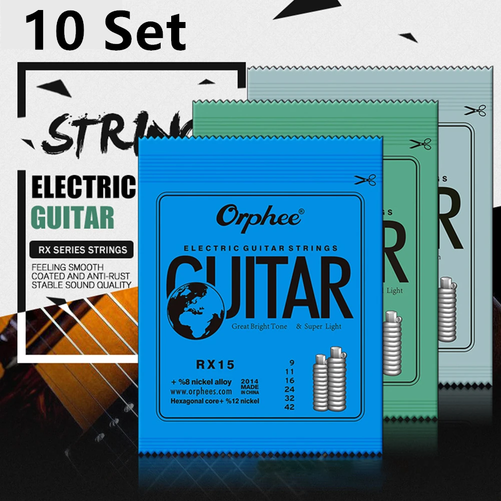 10 Set Orphee RX Series Electric Guitar Strings Super Light 9-42,10-46,11-50 Stringed Instruments Guitar Parts Accessories
10 Set Orphee RX Series Electric Guitar Strings Super Light 9-42,10-46,11-50 Stringed Instruments Guitar Parts Accessories