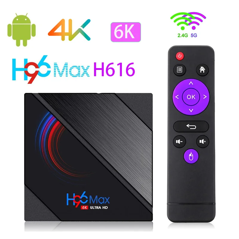 4K TV Box Android 10 H96 MAX 2.4G 5G WIFI 6K Set Top Box Allwinner H616 Dual Core Smart TV Box 100Mbps 4G 64GB Media Player
4K TV Box Android 10 H96 MAX 2.4G 5G WIFI 6K Set Top Box Allwinner H616 Dual Core Smart TV Box 100Mbps 4G 64GB Media Player