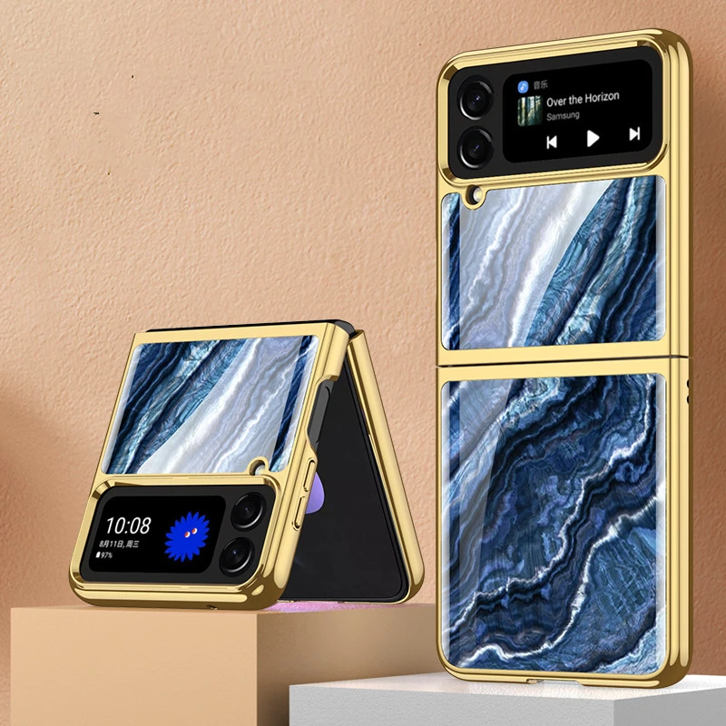 Стеклянный чехол для Samsung Galaxy Flip4, флип-чехол для телефона с рисунком под мрамор, жесткий ударопрочный чехол из закаленного стекла 
Стеклянный чехол для Samsung Galaxy Flip4, флип-чехол для телефона с рисунком под мрамор, жесткий ударопрочный чехол из закаленного стекла