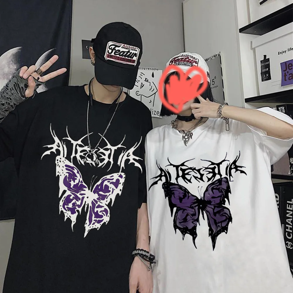 Футболка с принтом бабочки и граффити в готическом стиле, футболка для влюбленных из Европы и Америки с мультяшным принтом, уличная одежда и...
Футболка с принтом бабочки и граффити в готическом стиле, футболка для влюбленных из Европы и Америки с мультяшным принтом, уличная одежда и...