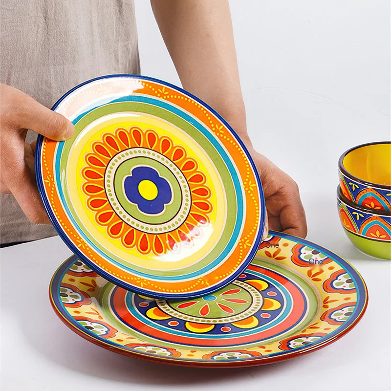 1pcs Ceramic Tableware Bohemian Flat Dinner Plate Western Steak Salad Dessert Cake Plate Shallow Dish Dessert Kitchen Dinnerware
1pcs Ceramic Tableware Bohemian Flat Dinner Plate Western Steak Salad Dessert Cake Plate Shallow Dish Dessert Kitchen Dinnerware