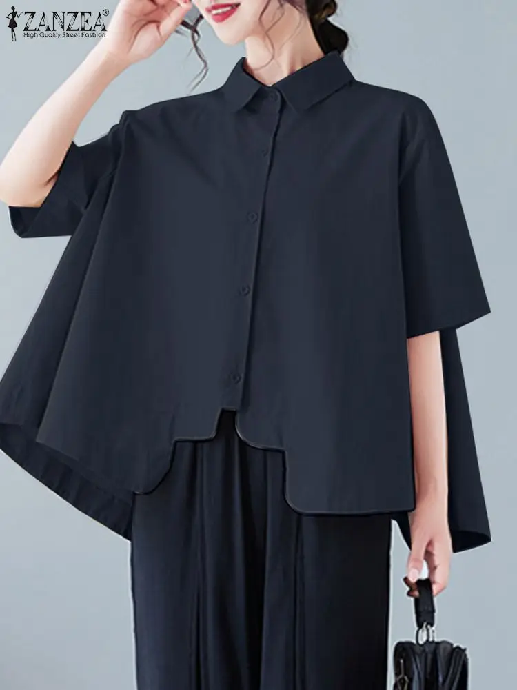 2023 Women Tops Fashion ZANZEA Summer Shirt Female Irregular Hem Bohemian Tee Half Sleeve Blusas Casual Laple Tunic Solid Shirts
2023 Women Tops Fashion ZANZEA Summer Shirt Female Irregular Hem Bohemian Tee Half Sleeve Blusas Casual Laple Tunic Solid Shirts