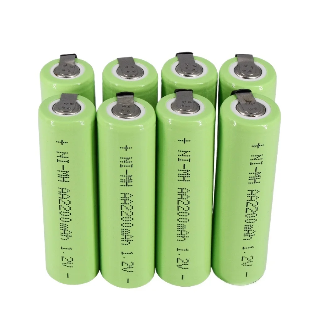 1.2V AA rechargeable battery 2200mah nimh cell Green shell with welding tabs for Philips electric shaver razor toothbrush
1.2V AA rechargeable battery 2200mah nimh cell Green shell with welding tabs for Philips electric shaver razor toothbrush