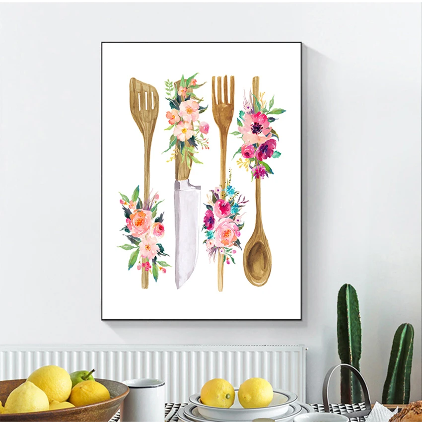 Floral Kitchen Utensil Print Kitchen Wall Art Decor Wooden Utensil Art Canvas Painting Wall Picture Poster Home Decoration
Floral Kitchen Utensil Print Kitchen Wall Art Decor Wooden Utensil Art Canvas Painting Wall Picture Poster Home Decoration
