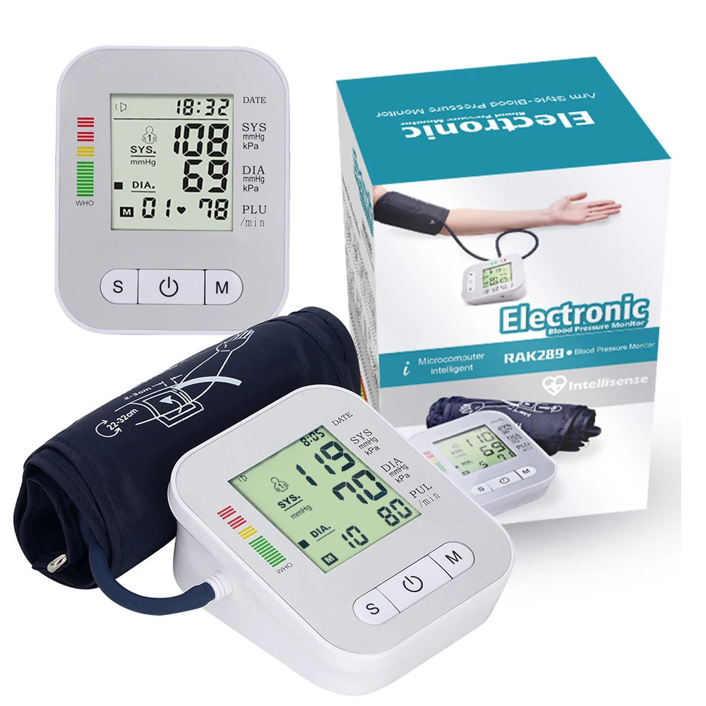 

Medical Household Digital Upper Arm Cuff Meter Blood Pressure Pulse Heart Rate Tonometer Home Sphygmomanometer BP Monitor