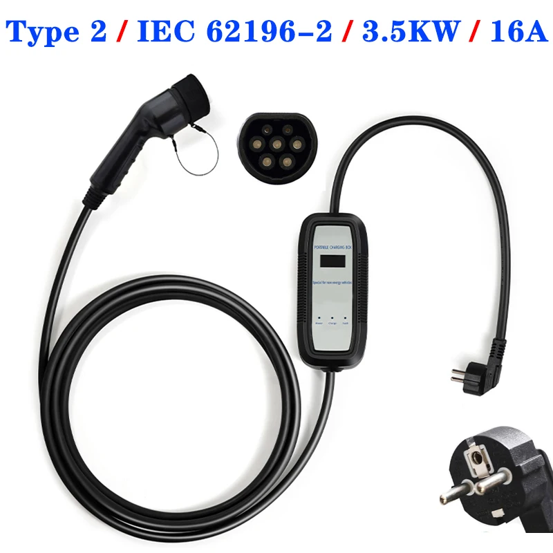 3.5KW 16A 1 Phase Mobile Type 2 IEC 62196-2 Electric Car Charger Portable EV Car Charger 5 Meters for Tesla
3.5KW 16A 1 Phase Mobile Type 2 IEC 62196-2 Electric Car Charger Portable EV Car Charger 5 Meters for Tesla