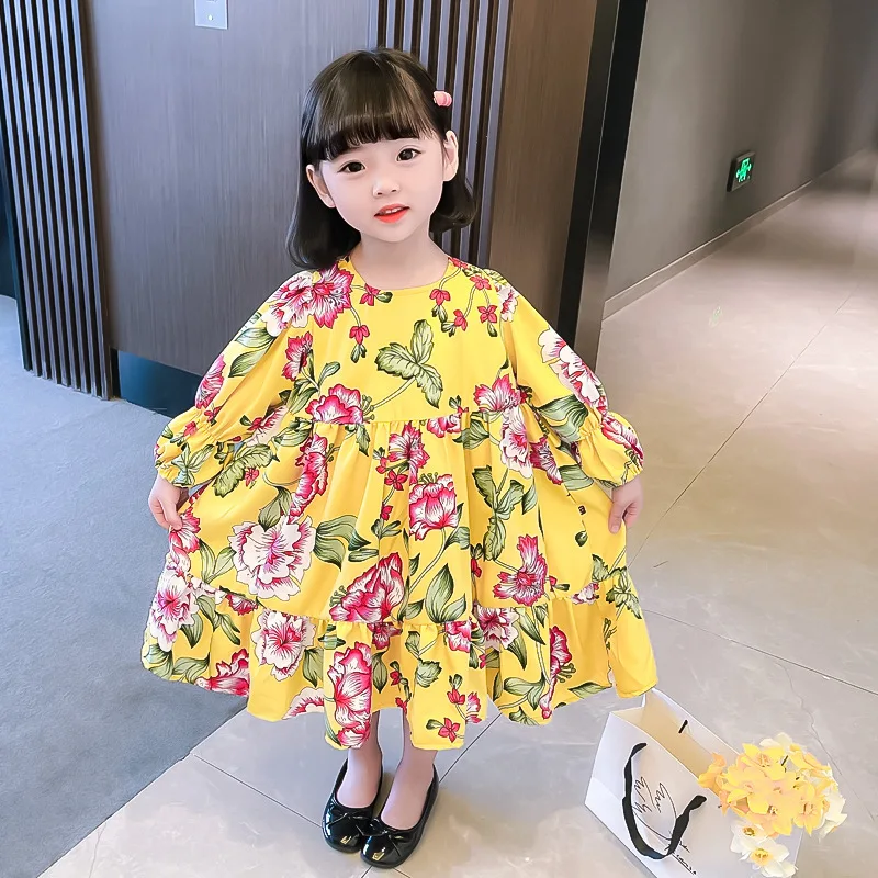 New Kids Long Sleeve Dresses Girls Flower Printed Princess Dress Summer Children Clothing 2 3 4 5 6 7 Years Girl Elegant Outfit
New Kids Long Sleeve Dresses Girls Flower Printed Princess Dress Summer Children Clothing 2 3 4 5 6 7 Years Girl Elegant Outfit