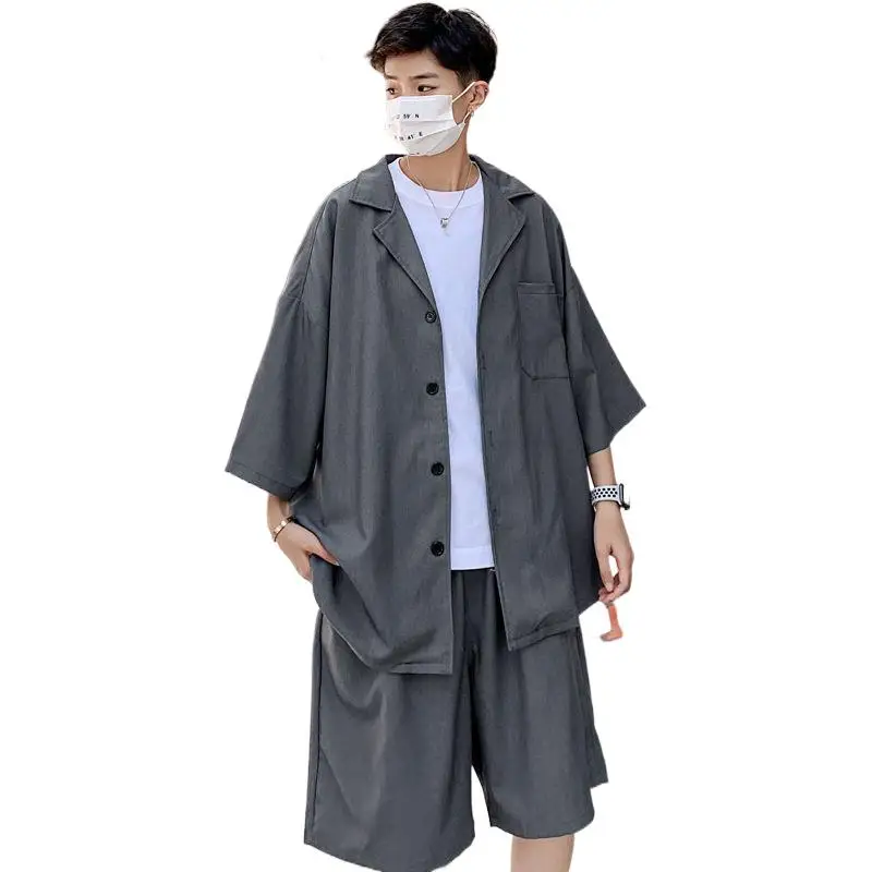 Men Sets 2021 Men's Summer Casual Small Suit Shirt + Shorts Two-piece Korean Fashion Trendy Sports Clothes
Men Sets 2021 Men's Summer Casual Small Suit Shirt + Shorts Two-piece Korean Fashion Trendy Sports Clothes
