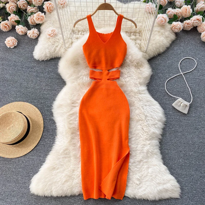 Sexy Hollow Out Waist Wrap Hip V Sleeveless Spaghetti Strap Knitting Dress Women Bodycon Wild Summer 2022 New Elastic Sweater
Sexy Hollow Out Waist Wrap Hip V Sleeveless Spaghetti Strap Knitting Dress Women Bodycon Wild Summer 2022 New Elastic Sweater