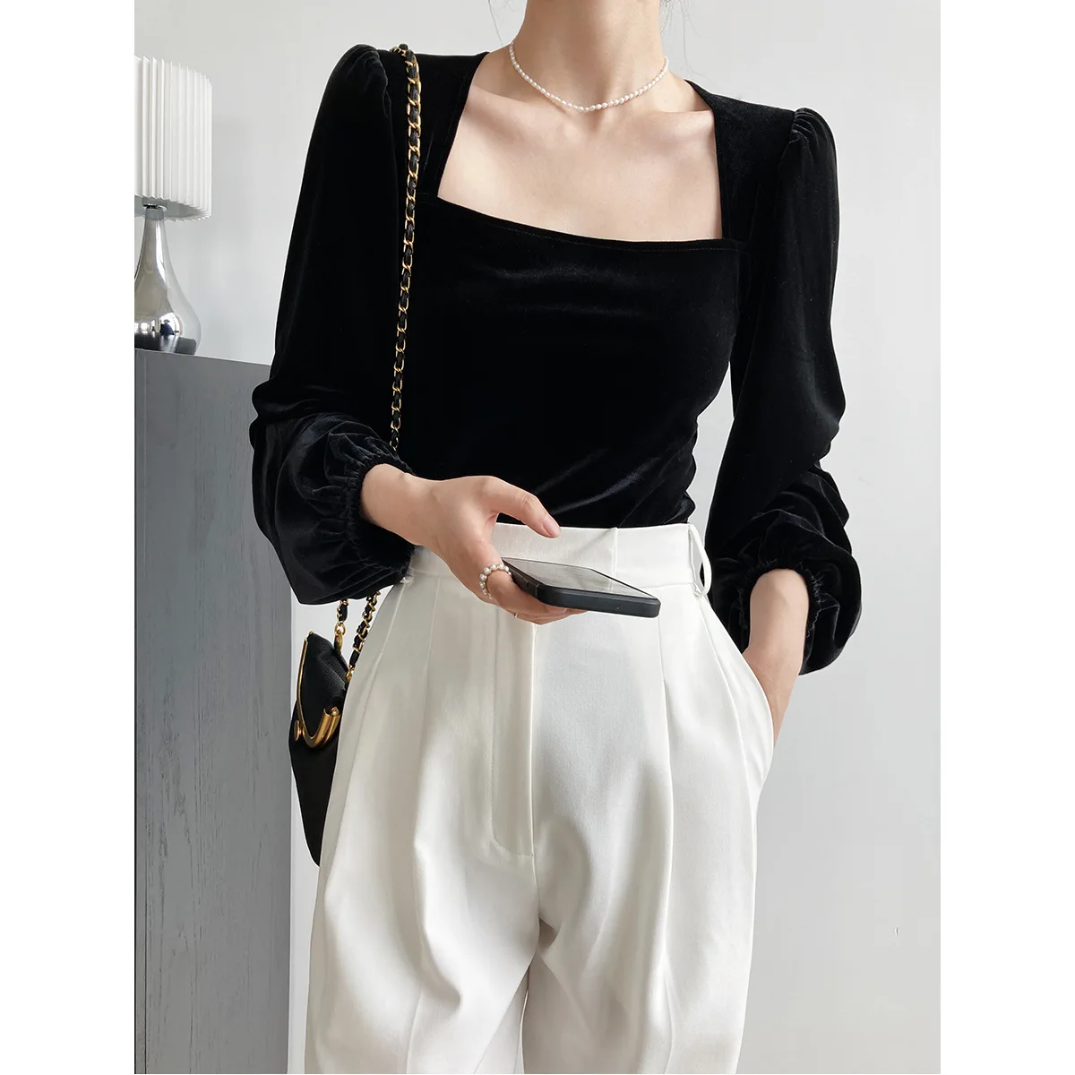 Spring Autumn Fashion Woman Casual Square Collar Pullover Women Sexy Slim Tees Soft Gold Velvet Top Simple Solid Gentle Luxury
Spring Autumn Fashion Woman Casual Square Collar Pullover Women Sexy Slim Tees Soft Gold Velvet Top Simple Solid Gentle Luxury