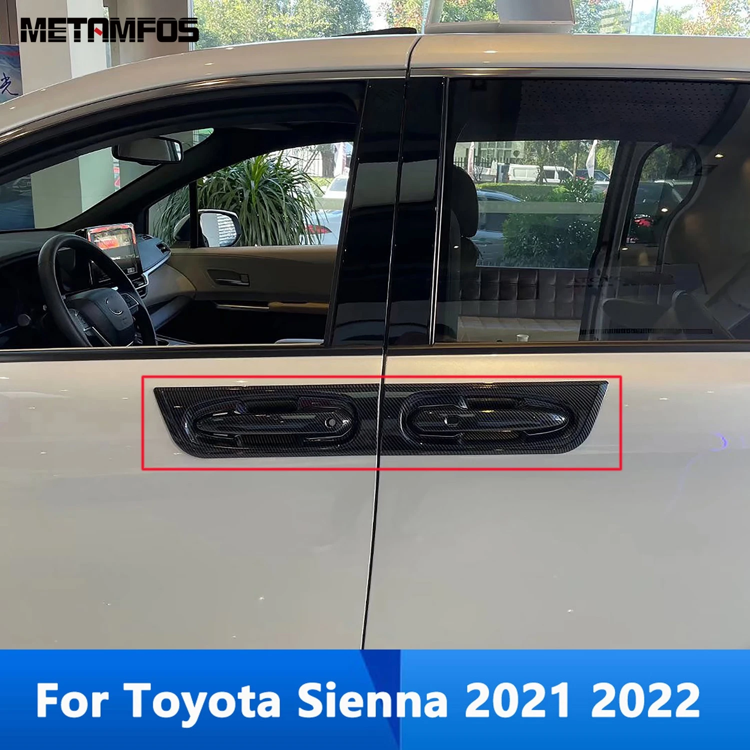 

Для Toyota Sienna 2021 2022 крышка боковой дверной ручки из углеродного волокна молдинг протектор дверная чаша наклейка аксессуары Стайлинг автомоби...