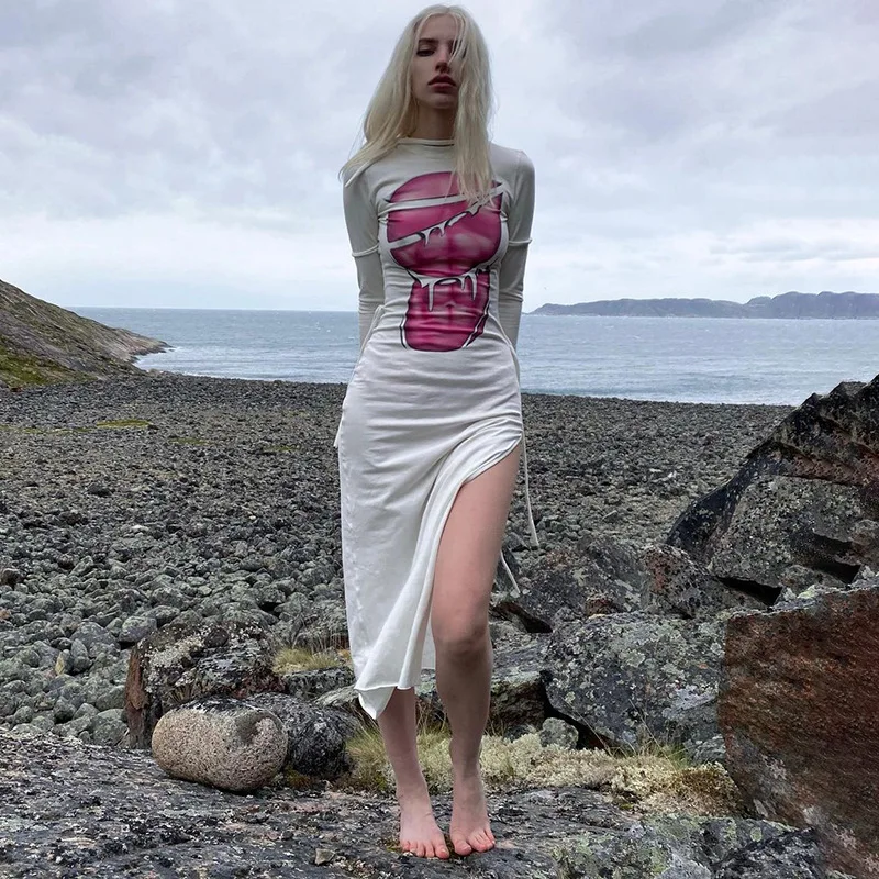 2023 Spring Fashion Abstract Print Long Sleeve Side High Split Casual White Outfits Gowns Maxi Dresses for Women Streetwear
2023 Spring Fashion Abstract Print Long Sleeve Side High Split Casual White Outfits Gowns Maxi Dresses for Women Streetwear