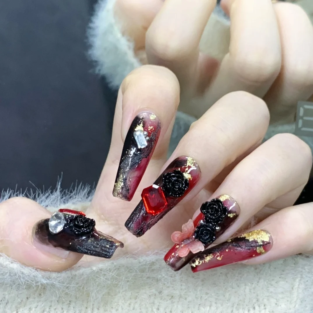 Flaming Rose DIY Press On Nails Set Press To Wearable Nail Patch Supplies Pure Handmade Art
Flaming Rose DIY Press On Nails Set Press To Wearable Nail Patch Supplies Pure Handmade Art
