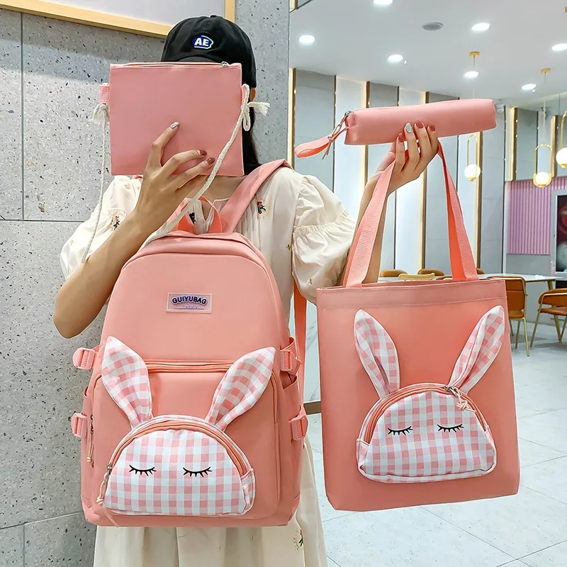 Qyahlybz kawaii korean cartoon bunny backpack schoolbag four-piece set of small fresh and large-capacity students bag
Qyahlybz kawaii korean cartoon bunny backpack schoolbag four-piece set of small fresh and large-capacity students bag
