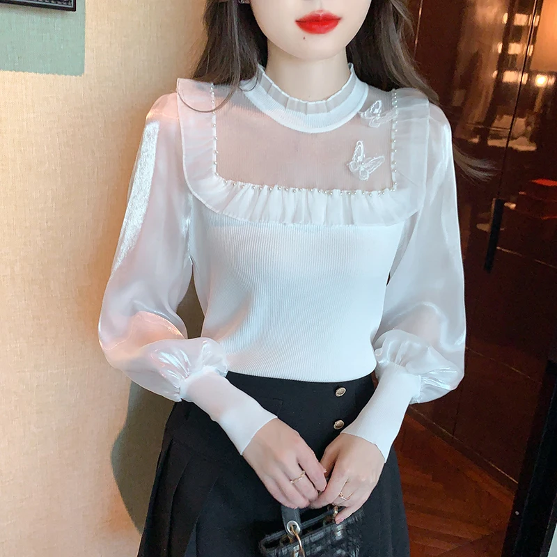 Autumn Women's Long Sleeved Ruffle Collar Vintage Lantern Sleeve Solid Color Embroidery Spliced Chiffon Shirt Tops Blouse A346
Autumn Women's Long Sleeved Ruffle Collar Vintage Lantern Sleeve Solid Color Embroidery Spliced Chiffon Shirt Tops Blouse A346