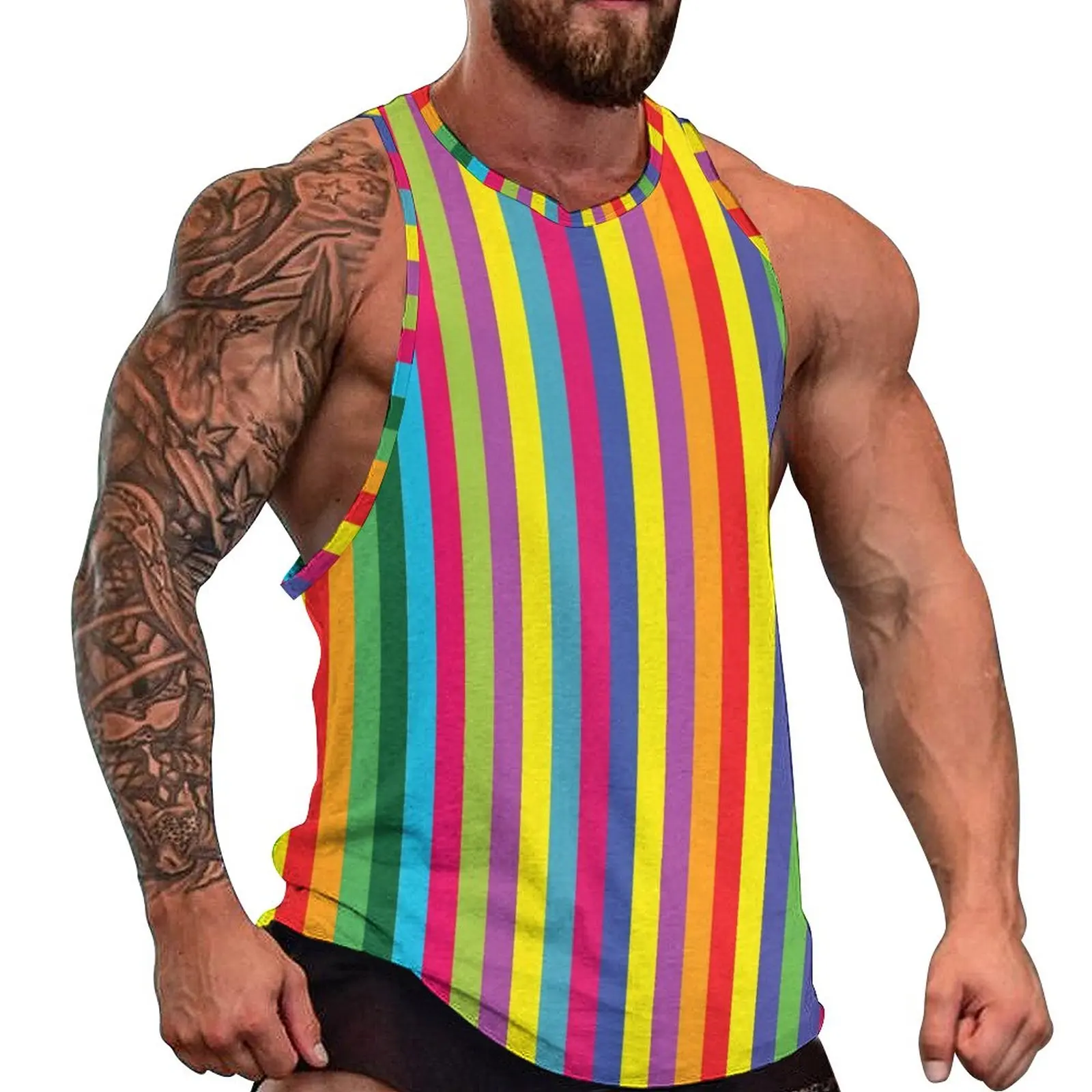 Rainbow Striped Tank Top Men Disco 70 Party Training Oversized Tops Summer Sportswear Graphic Sleeveless Vests
Rainbow Striped Tank Top Men Disco 70 Party Training Oversized Tops Summer Sportswear Graphic Sleeveless Vests