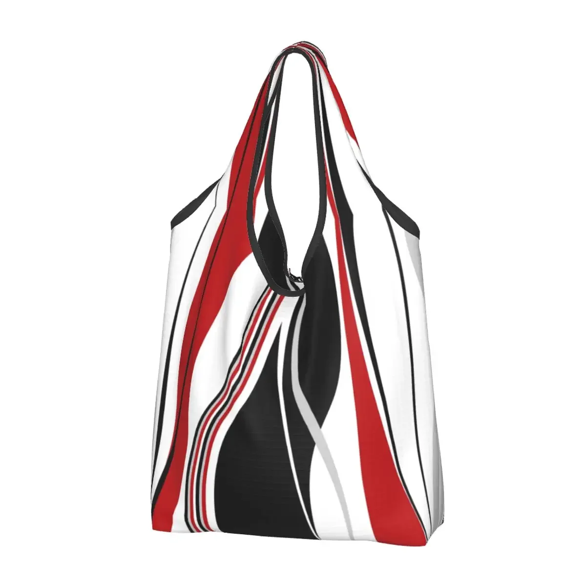 

Винтажная сумка для покупок на заказ с абстрактными волнами, Женская портативная вместительная сумка для продуктов с геометрическим рисунком, цветная сумка-тоут для покупок