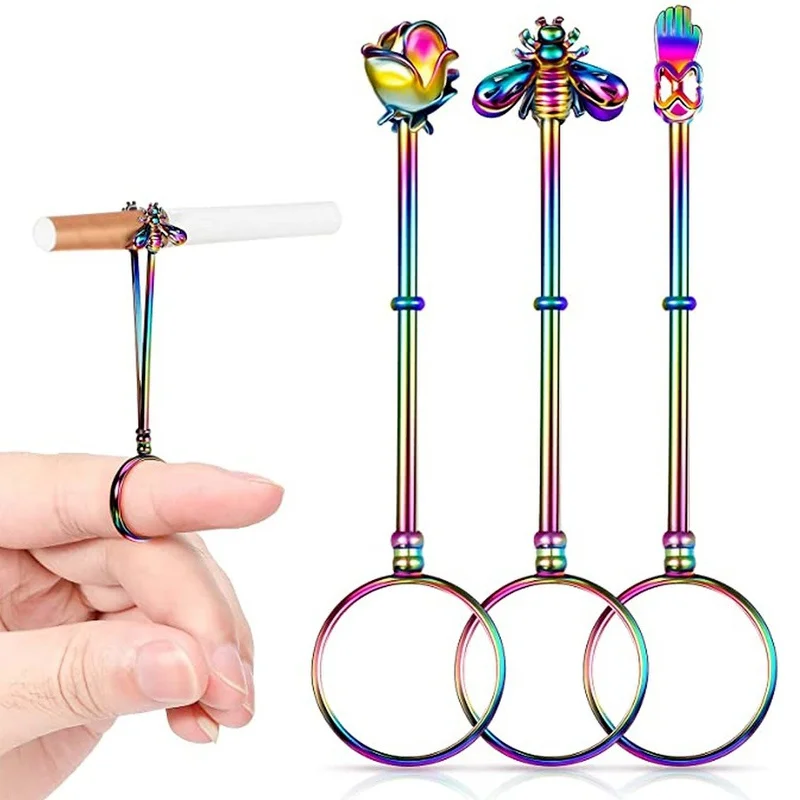 Metal Cigarette Hand Holder Vintage Finger Ring For Women Men Adjustable Slim Cigarettes Clip Smoking Holder Smoking Accessories
Metal Cigarette Hand Holder Vintage Finger Ring For Women Men Adjustable Slim Cigarettes Clip Smoking Holder Smoking Accessories