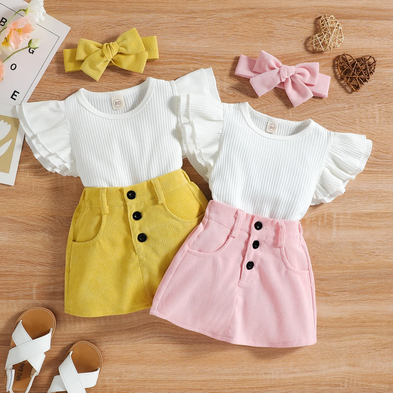 Infant Baby Girls Outfit Set 2023 New Cotton Short Sleeve T Corduroy Skirt with Hair Band Set Baby Girl Clothes
Infant Baby Girls Outfit Set 2023 New Cotton Short Sleeve T Corduroy Skirt with Hair Band Set Baby Girl Clothes