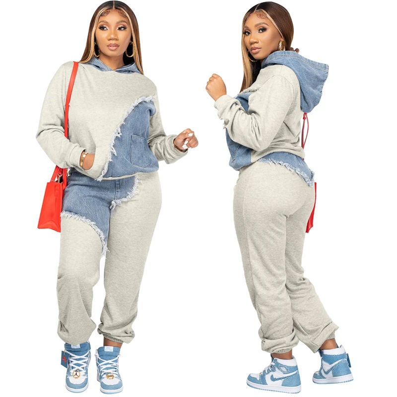 Sunny Jeans Patchwork Tassel Tracksuit Women Fashion Casual Two Piece Set Long Sleeve Pullover Hoodies Top Pants Jogging Suits
Sunny Jeans Patchwork Tassel Tracksuit Women Fashion Casual Two Piece Set Long Sleeve Pullover Hoodies Top Pants Jogging Suits