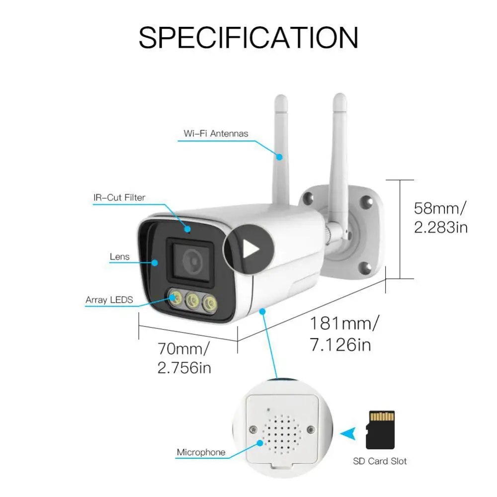 Security Camera Infrared Night Vision Remote Control Surveillance Camera 1080p Smart Camera Smart Home Night Vision Weatherproof