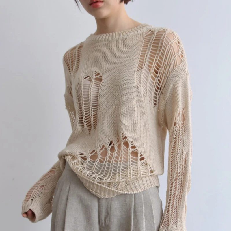 Sweater Ladies Loose Casual Fashion O Neck Knit Hollow Simple Korean Style Long Sleeve Knit Sweater Pullover Top Sweater Women
Sweater Ladies Loose Casual Fashion O Neck Knit Hollow Simple Korean Style Long Sleeve Knit Sweater Pullover Top Sweater Women