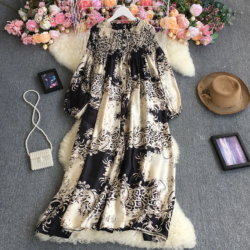 Fitaylor Spring Autumn Women Fashion Print O-neck Puff Sleeve Dress Female Holiday Style High Waist Loose Medium Long Dress
Fitaylor Spring Autumn Women Fashion Print O-neck Puff Sleeve Dress Female Holiday Style High Waist Loose Medium Long Dress
