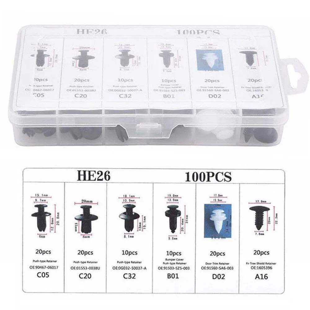 100pcs Rivet Fasteners C05 C20 C32 Fender Liner Push Clips Fixer Retainer Mudguard Universal For Car Bumpers B01 D02 A16
100pcs Rivet Fasteners C05 C20 C32 Fender Liner Push Clips Fixer Retainer Mudguard Universal For Car Bumpers B01 D02 A16