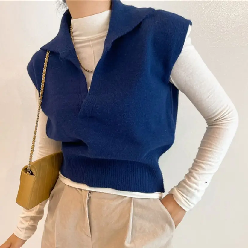 HziriP Casual Retro All Match Sleeveless Sweet Pullovers Knitted 2022 Autumn Lapel Chic OL Lady High Waist Stylish Sweaters
HziriP Casual Retro All Match Sleeveless Sweet Pullovers Knitted 2022 Autumn Lapel Chic OL Lady High Waist Stylish Sweaters