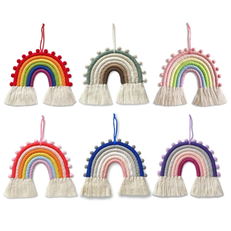 

6 Lines Macrame Rainbow Wall Hanging Ornaments for Kid Room Home Decorations Dropship