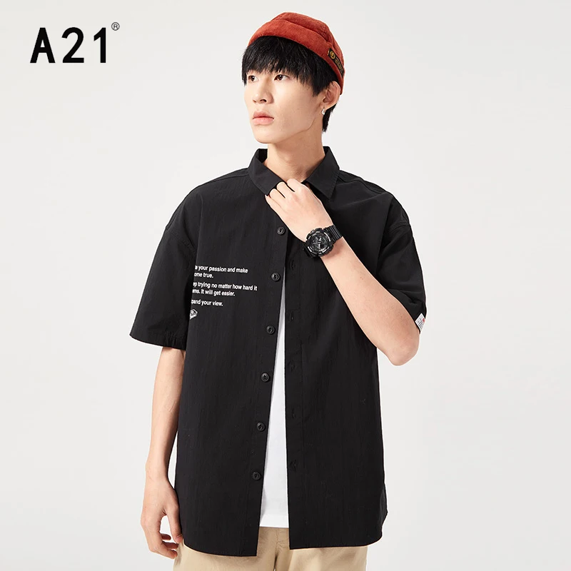 A21 Summer Men Oversized Letter Printing Casual Shirts 2022 New Male Simple Fashion Black Turn-down Collar Short Sleeves Shirts
A21 Summer Men Oversized Letter Printing Casual Shirts 2022 New Male Simple Fashion Black Turn-down Collar Short Sleeves Shirts