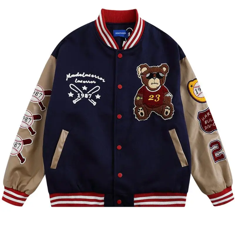Hip Hop Baseball Jacket Coat Streetwear Vintage Embroidery Bear Leather Bomber College Jacket Harajuku Casual Varsity Jackets
Hip Hop Baseball Jacket Coat Streetwear Vintage Embroidery Bear Leather Bomber College Jacket Harajuku Casual Varsity Jackets