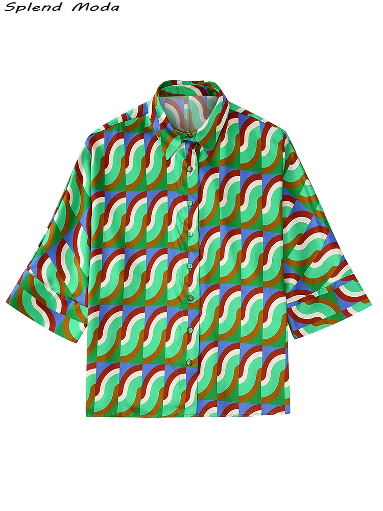 ZA 2022 Women Spring Fashion Geometric Print Single Breasted Blouses Vintage Lapel Collar Long Sleeve Female Shirts Casual Tops
ZA 2022 Women Spring Fashion Geometric Print Single Breasted Blouses Vintage Lapel Collar Long Sleeve Female Shirts Casual Tops