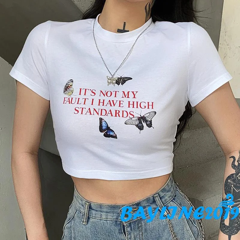 BAY-Women Summer Short Sleeve T-shirt Colorful Butterfly Letter Print O-neck Crop Top
BAY-Women Summer Short Sleeve T-shirt Colorful Butterfly Letter Print O-neck Crop Top