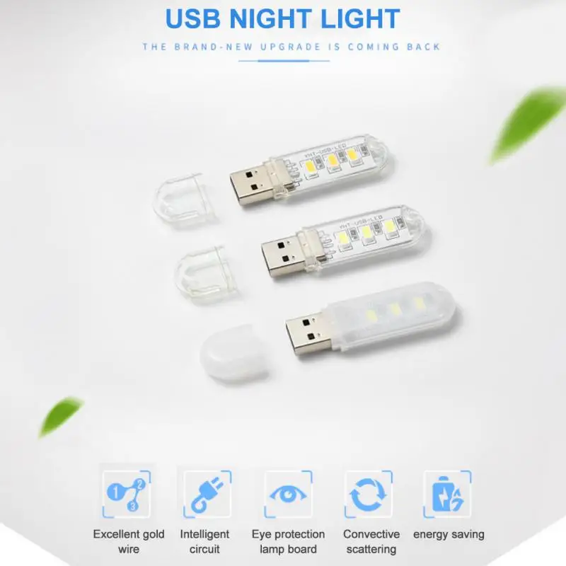 

Портативная USB-лампа для чтения, 5 в пост. Тока, 3 светодиода, 8 светодиодов