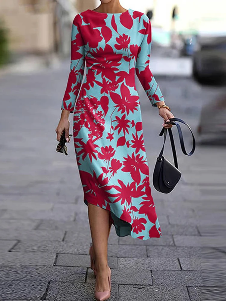 Women's Fashion New Irregular Mid-length Dress Printed Casual Long Sleeves Elegant Commuting Office Female Party Dresses
Women's Fashion New Irregular Mid-length Dress Printed Casual Long Sleeves Elegant Commuting Office Female Party Dresses