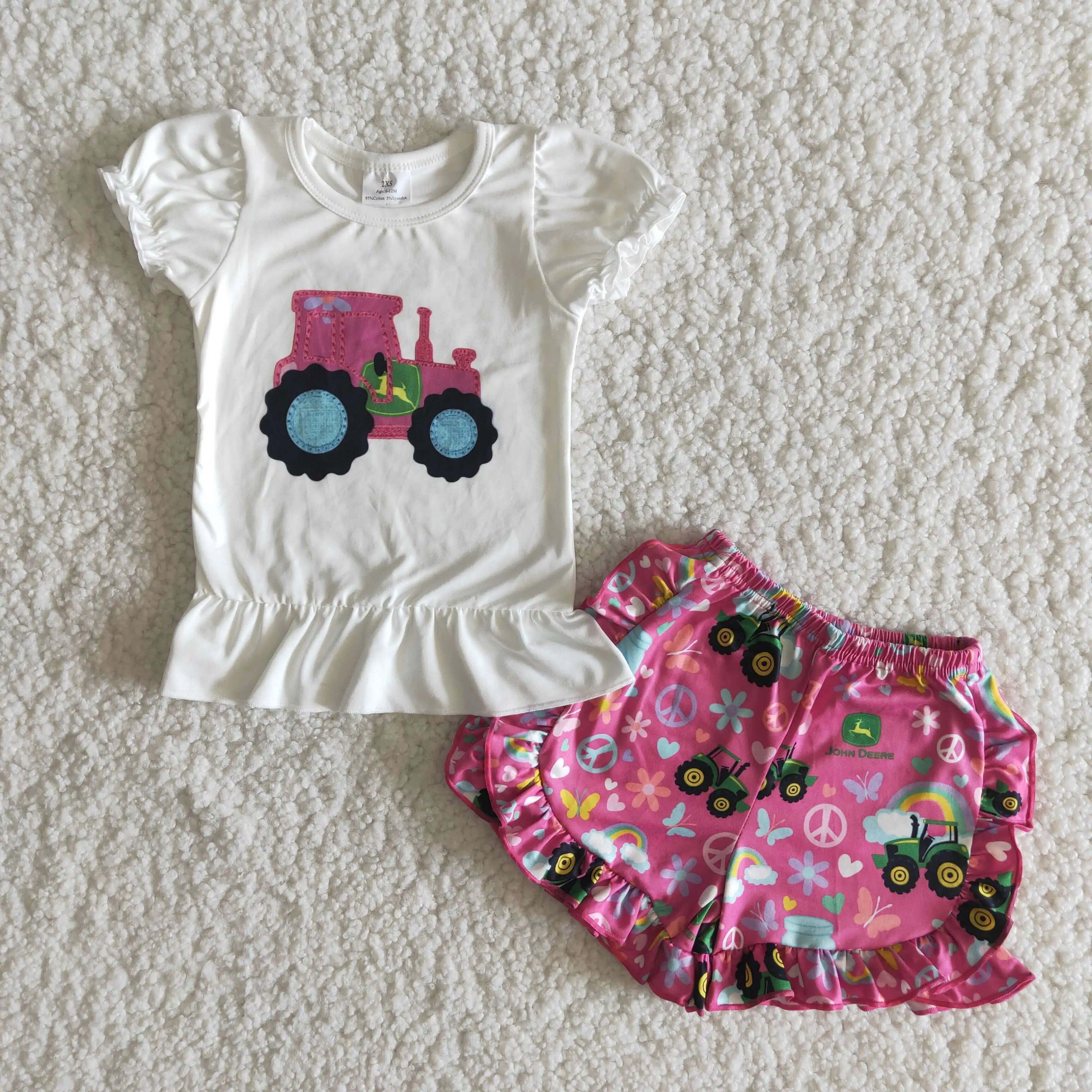 Girls summer clothing set tractor farm short shirt top with cute ruffles shorts new baby outfits clothes boutique kid clothing
Girls summer clothing set tractor farm short shirt top with cute ruffles shorts new baby outfits clothes boutique kid clothing