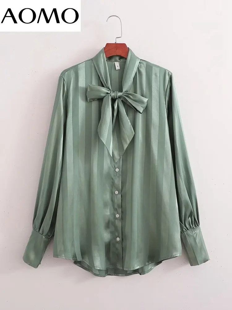 AOMO Women 2022 Jaquard Stripe Bow Neck Loose Shirts Vintage Long Sleeve Front Buttons Female Blouses 1D66A
AOMO Women 2022 Jaquard Stripe Bow Neck Loose Shirts Vintage Long Sleeve Front Buttons Female Blouses 1D66A