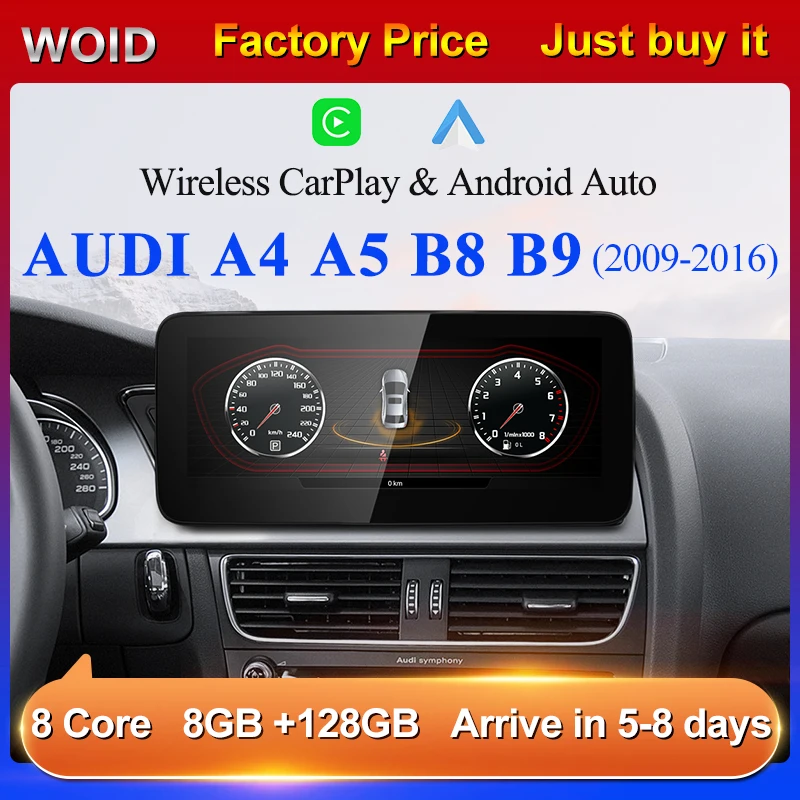 10 25 "Беспроводной CarPlay Android Auto для Audi A4 A5 S5 B8 Радио Автомобильная стереосистема